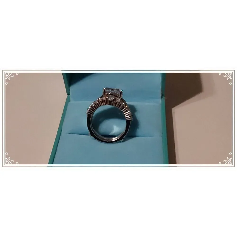 Stunning 7.5 Ct. Genuine Diamond Simulant Oval~Baguette~Round Bridal Ring Set #8